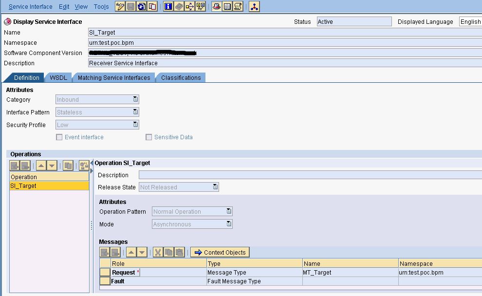 Configuração Objeto Service Interface